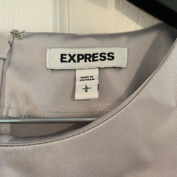 Express Silver Satiny Knee-Length Party Dress - Picture 3 of 3